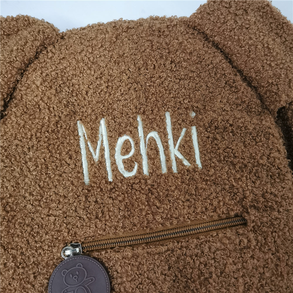 Custom Teddy Bear Backpack Embroidered Name Kids School Back