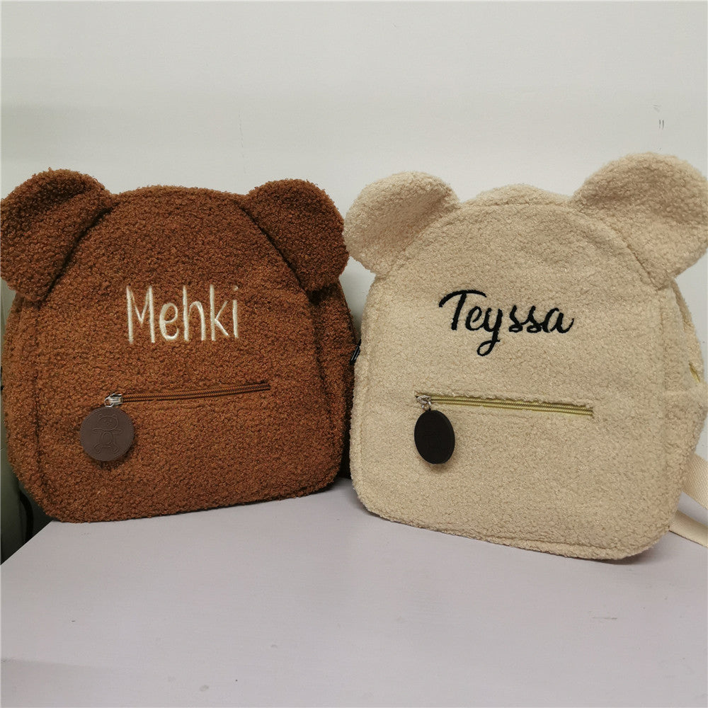 Custom Teddy Bear Backpack Embroidered Name Kids School Back
